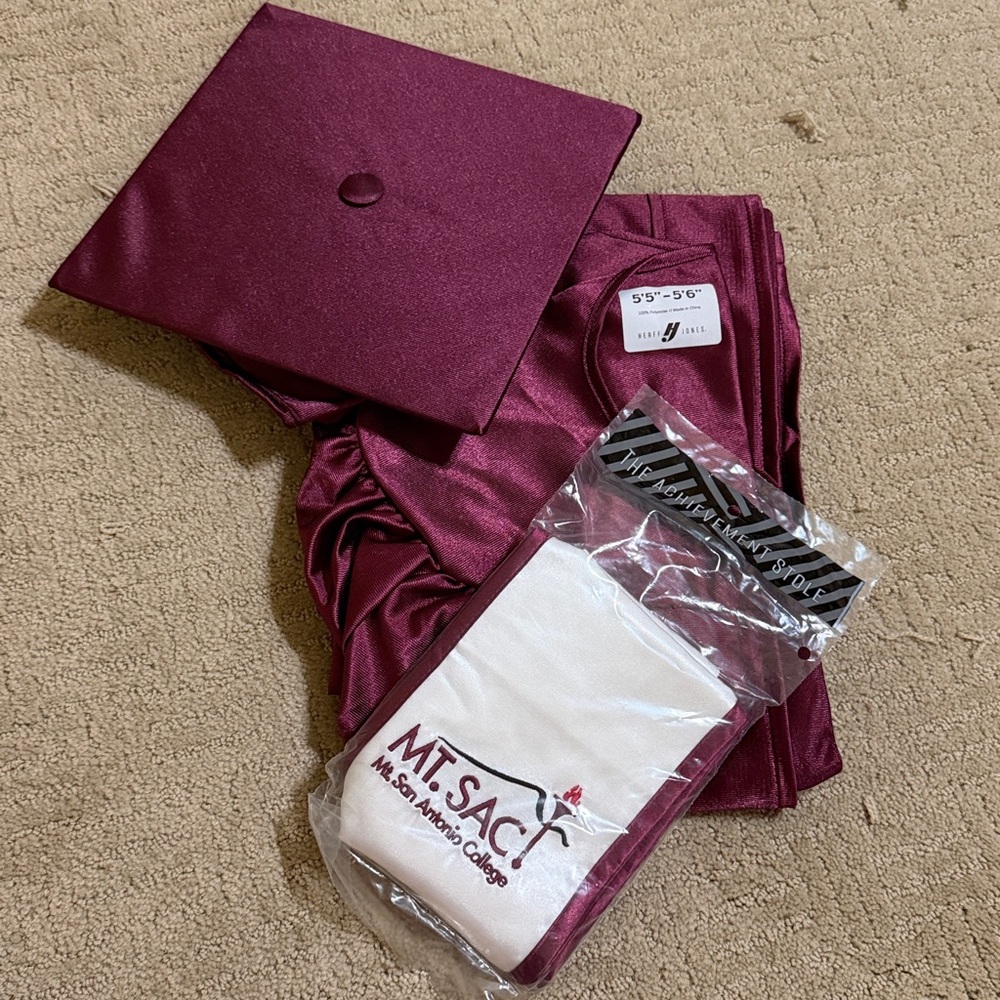 Mt. Sac Herff Jones Graduation Cap and Gown in Maroon